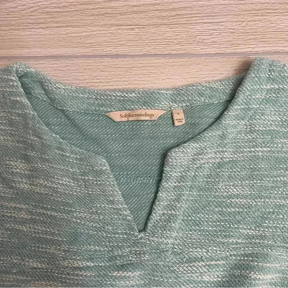 Soft Surroundings V-Neck Wide Sleeves Teal Tunic Sweater Women’s size Large - Picture 4 of 13